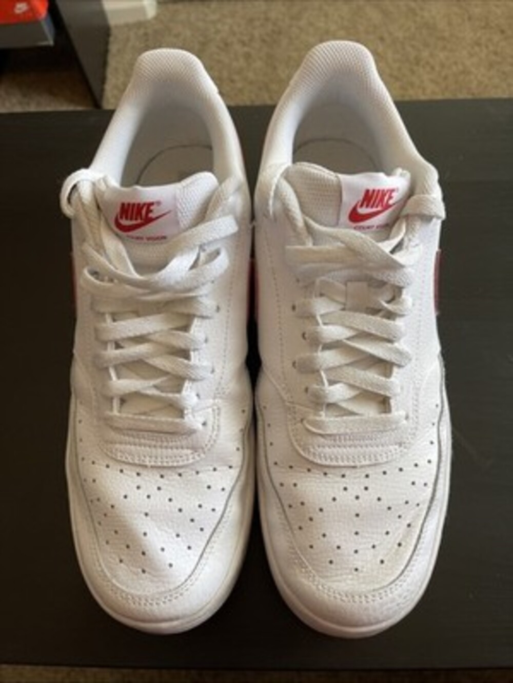 Nike Men’s Court Vision Low White Red Size 12 CD5463-102 No Box Used